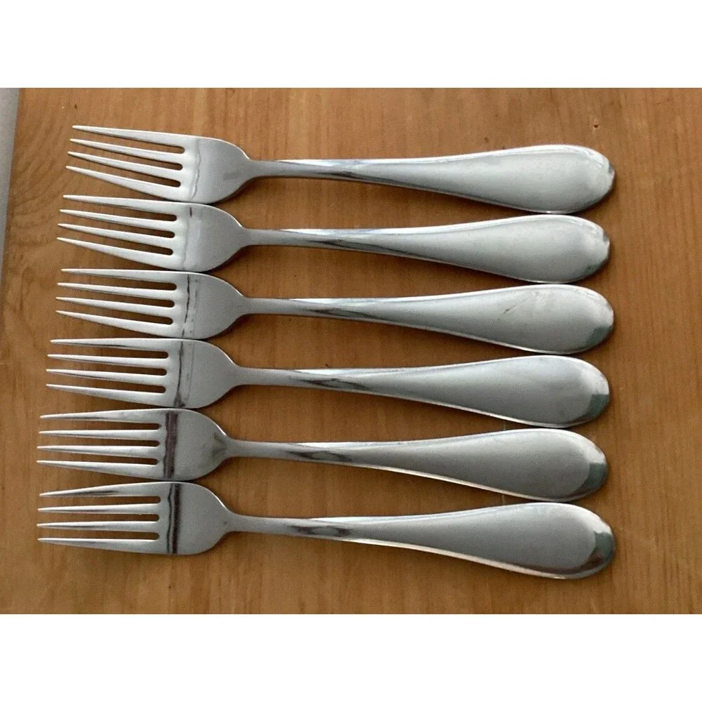 Set 6  Oneida Icarus Glossy Stainless Dinner Forks 8”